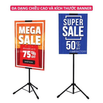 Chân Standee chữ T, Giá Treo Poster 2 Mặt, Standee Đứng Gấp Gọn, Bảng Chỉ Dẫn Nhà Hàng SD-10-T