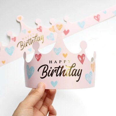 Set 5 vương miện đội trang trí sinh nhật màu hồng